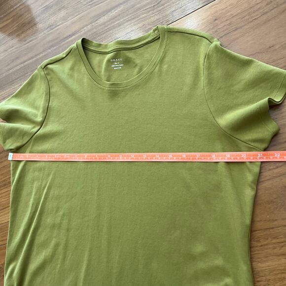 Grace Tee Size 1X Solid Green Pima Cotton Fitted Short Sleeve - Picture 4 of 7